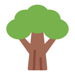 Green tree flat icon representing nature and environmental growth