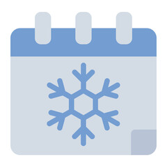Winter snowflake calendar flat icon representing cold and winter season