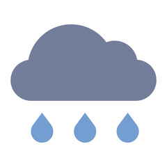 Rain cloud flat icon symbolizing rainy weather and precipitation