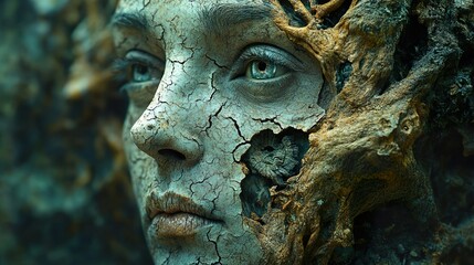 Surreal Portrait of a Woman Transforming into a Tree
