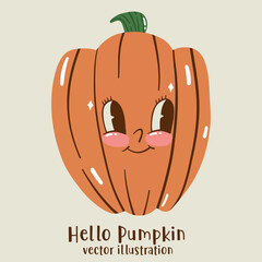 Halloween pumpkin, retro, groovy style, Happy Halloween
