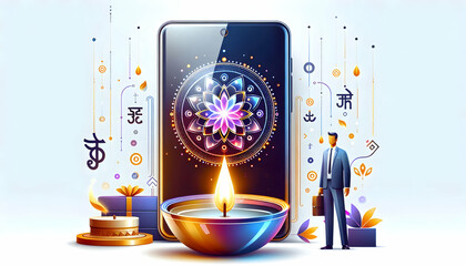 Minimalist Flat Glossy Smartphone with Holographic Cocktail Shaker Icon on White Background - Ideal for Smart Business Graphic Design