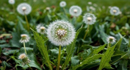 Dandelion plant leaves background