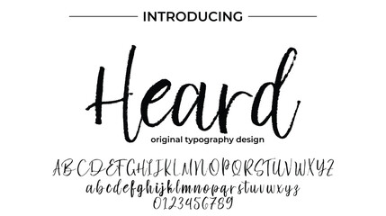 Heard Font Stylish brush painted an uppercase vector letters, alphabet, typeface