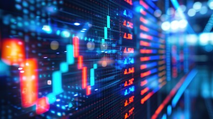 Fototapeta premium Close-up of a digital screen displaying a labor market graph highlighting job openings, employment rates. trend,fluctuation,growth,decline,cycle, International Labor Day