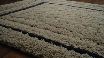 Soft and textured area rug on wooden flooring in a cozy living room setting during afternoon light