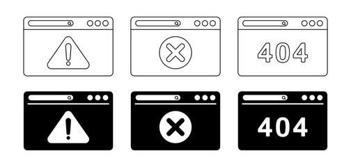 Browser Error Icon Set. Modern Design for Apps, Web.