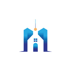 house building logo template color illustration vector