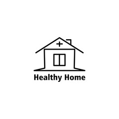 healthy home logo simple line design template vector