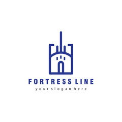 fortress line logo illustration design abstract vector