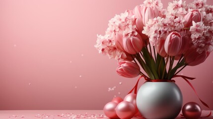 a vase filled with lots of pink flowers