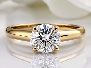 Yellow gold diamond ring set in a white engagement solitaire style (19)