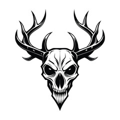 A black and white Deer Skull vector