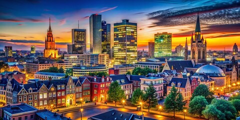 Eindhoven Cityscape Skyline Night Photography