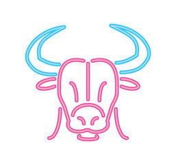 Obraz premium bull head neon lights animal