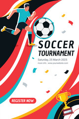Soccer Tournament Poster Banner Vector Illustration