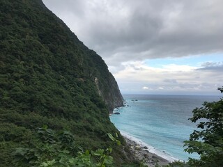 Photo of cliffs next to Hualien highway in eastern Taiwan, Asia