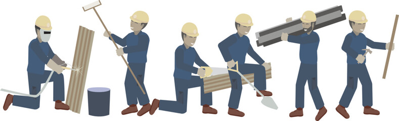 set of constructions worker. blue collar worker. 