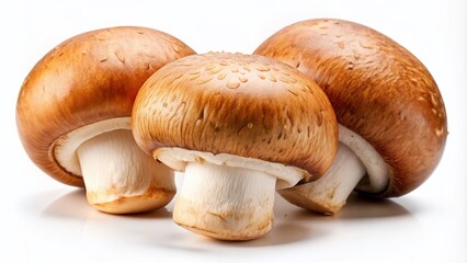 Fototapeta premium Fresh Champignon Mushrooms Isolated on White Background for Culinary Use and Food Photography