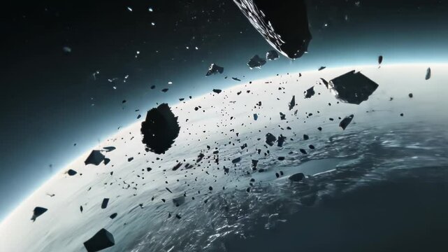 Asteroid Field Approaching Planet