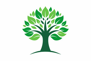 Green tree logo original design set of vector Illustrations in green colors design
