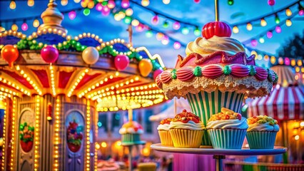 Funfair Carousel with Hanging Seats - Vibrant Food Photography Experience