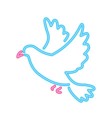 dove flying neon lights animal