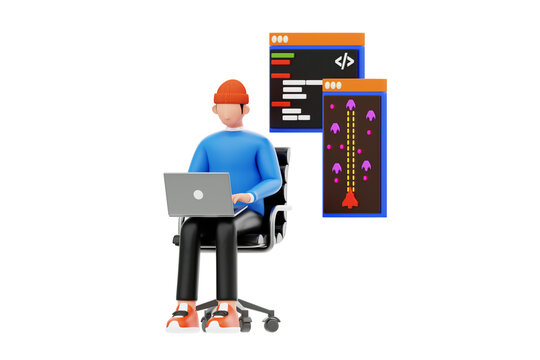 Game Designer 3D Character Illustration.