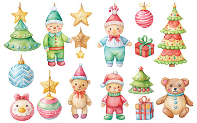 Watercolor Christmas baby toys set 