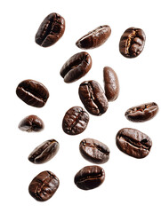 Fototapeta premium Coffee Beans Floating in Air Isolated