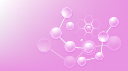 Hyaluronic acid and Niacinamide hair and skin solutions ad, pink collagen serum drop with cosmetic advertising background ready to use, illustration vector.	