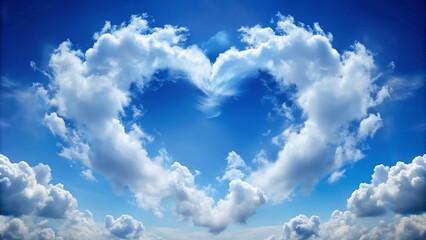Heart Shape Clouds in a Blue Sky PNG Image for Landscape Photography