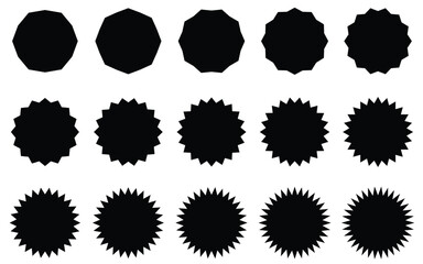 Starburst black sticker set. Sale sticker, price tag. Starburst sale price stickers and labels. Special offer price tag. Set of price stickers, sale or discount stickers. Blank sale stickers