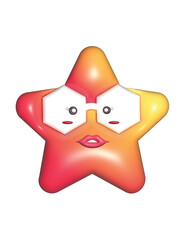 Star cartoon 3D icon, on a white background