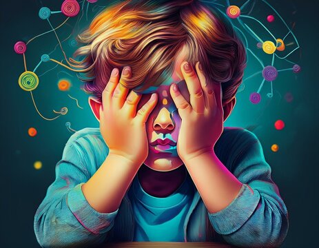 Childhood stress and anxiety, illustration