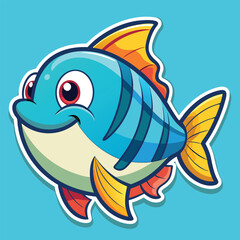 Fish sticker vector
