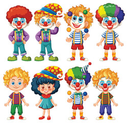 Colorful Clown Characters Collection