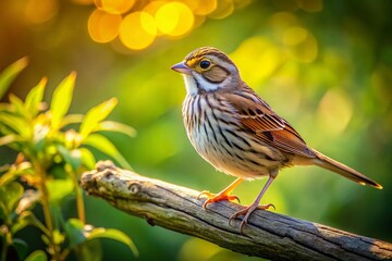 Lincoln's Sparrow Perched on a Branch - Stunning Drone Photography of Nature's Beauty
