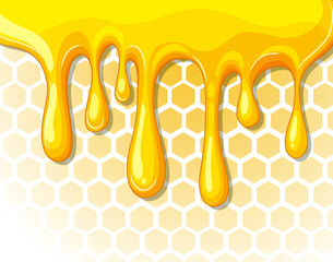 Golden Honey Dripping on Honeycomb