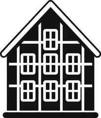 Traditional half timbered house icon in simple style isolated on white background