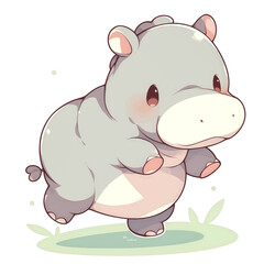 Naklejka premium A cute cartoon hippo character with a playful expression, designed for fun and entertainment.