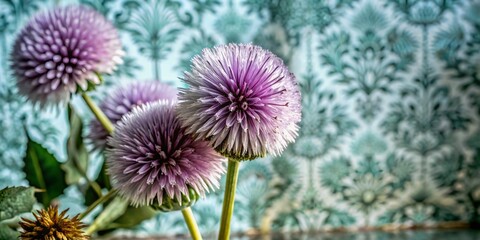 Obraz premium Macro Product Photography of Elegant Purple Dmuchawce Wallpaper and Decorative Elements for Interior Design