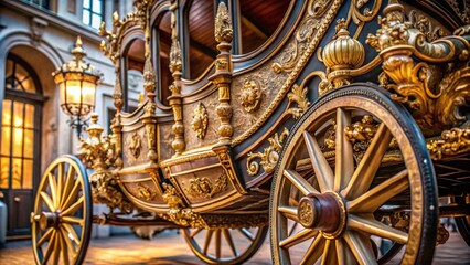 Fototapeta premium Majestic Royal Carriage in Macro Detail - A Close-Up of Ornate Design and Luxurious Materials