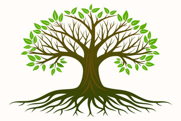 Naklejka premium a tree with many roots on a white background 