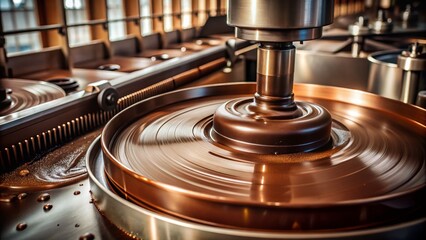 Metal Disk of Chocolate Making Machine in Action - Industrial Chocolate Production Process