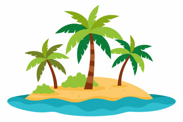 Tropical island set with palm trees, isolated vector on white and transparent background, tropical beach, palm tree illustration, island clipart
