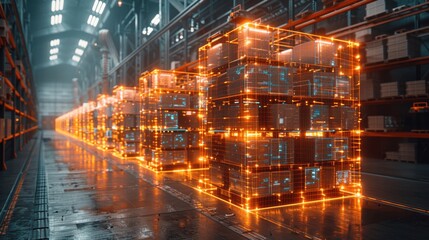 Digital Warehouse with Holographic Wireframe and Big Data Visualization for Smart Logistics and E-Commerce