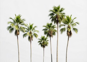 Obraz premium Minimalist Palm Trees Isolated on White Background for Modern Design