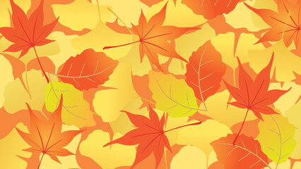 紅葉を散りばめた16：9背景用ベクターイラスト