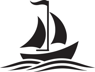 boat logo silhouette design vector